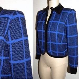 Vintage St. John Zip Up Cardigan Jacket Check S